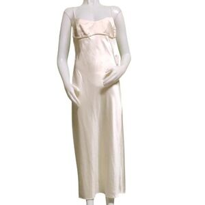 NWT $310 Jason Wu Satin Slip Dress Champagne Cream Cutout Back Midi.M